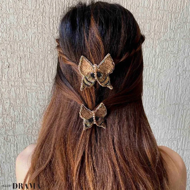 Butterfly Hair Pins Set of 2 - Neutral