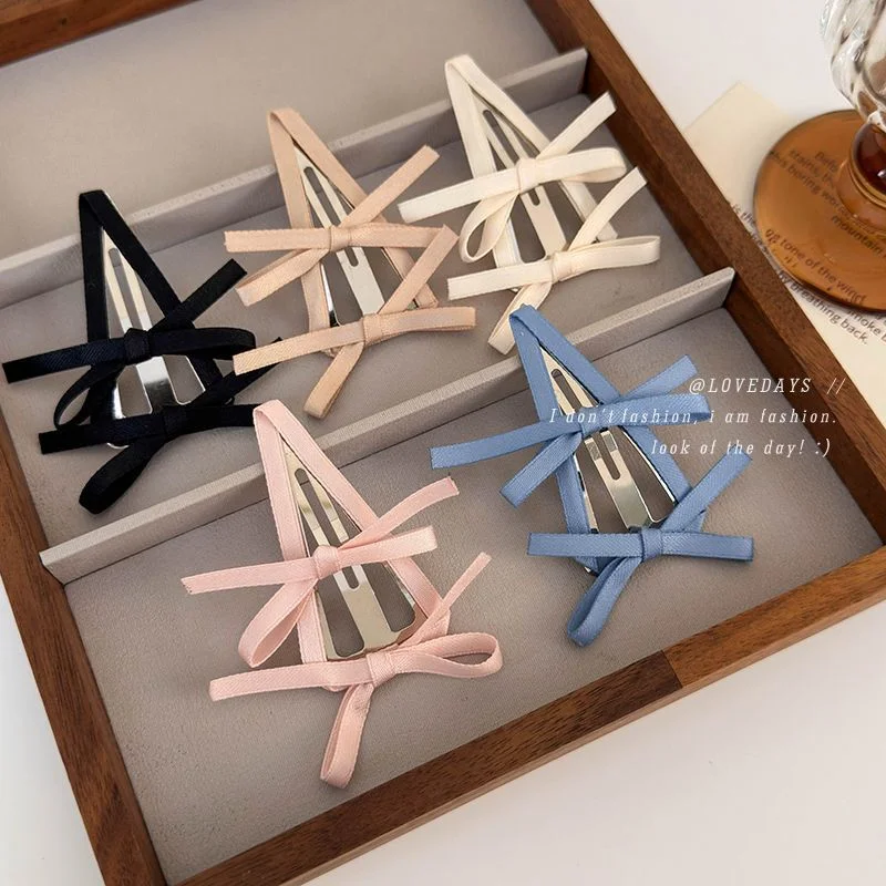 Wholesale Colorful Fabric Ballet Style Ribbon Bow Triangle BB Hair Clip