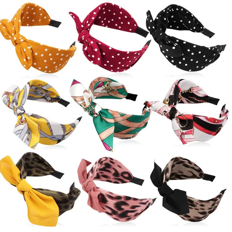 Wholesale Fabric Rabbit Ears Knotted Headband