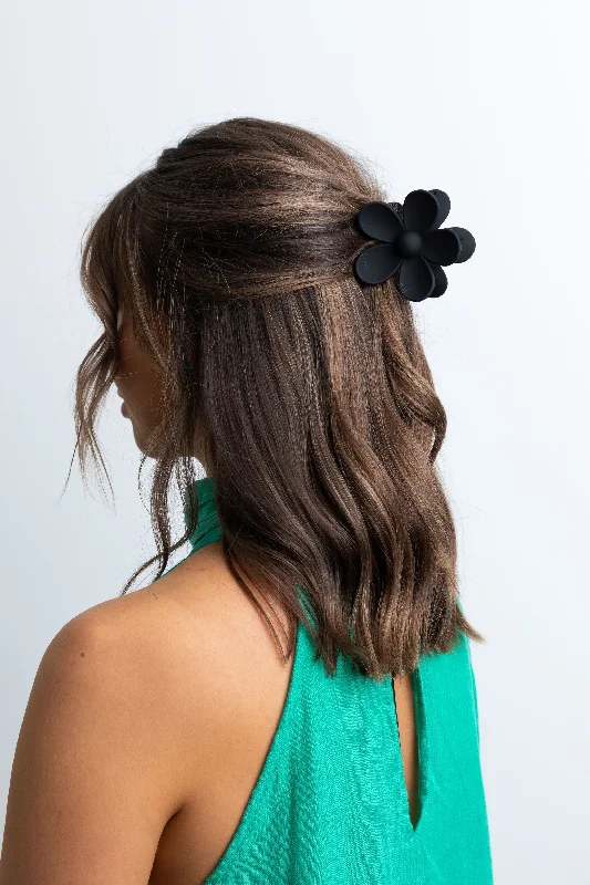 Acici Floral Large Hair Claw (Black)