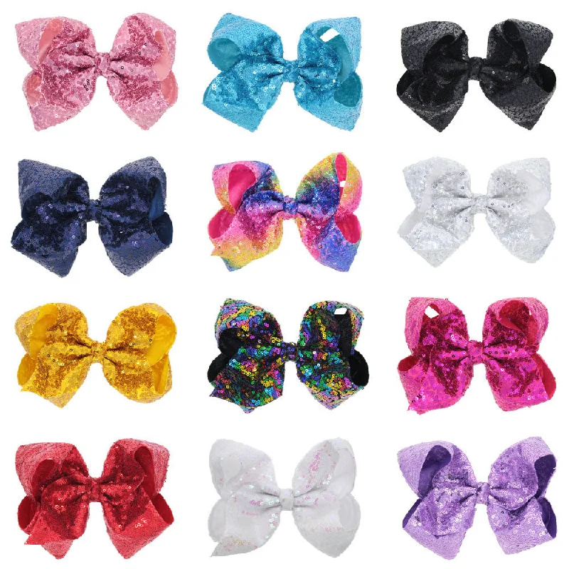 Wholesale 8 Inch Children's Bow Sequin Hairpin