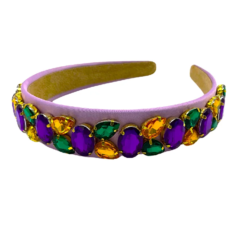 Lavender Headband with Purple, Green, and Gold Rhinestones (Each)