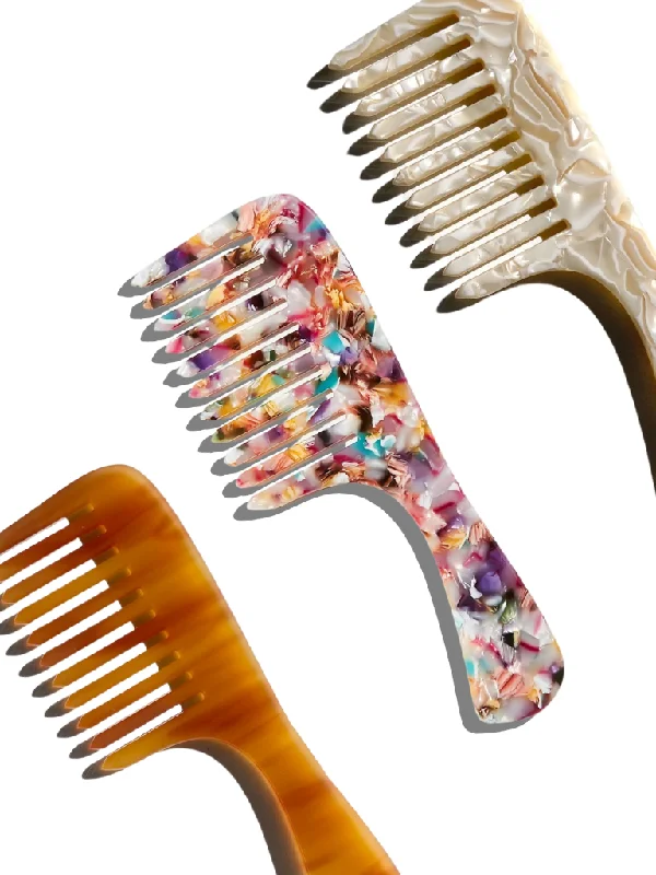 Wide Tooth Handle Acetate Hair Comb | Eco-Friendly