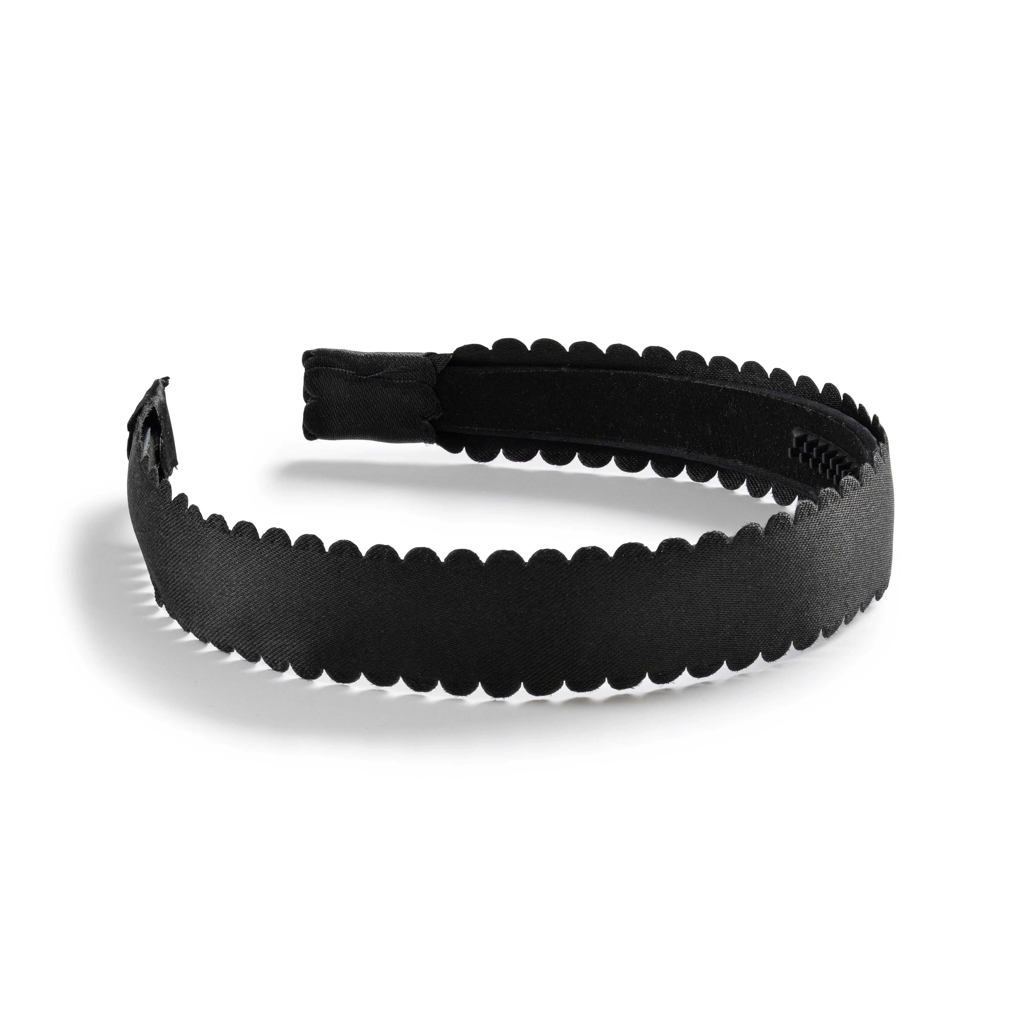 Halo Luxe Gumdrop Scalloped Satin Headband - Black