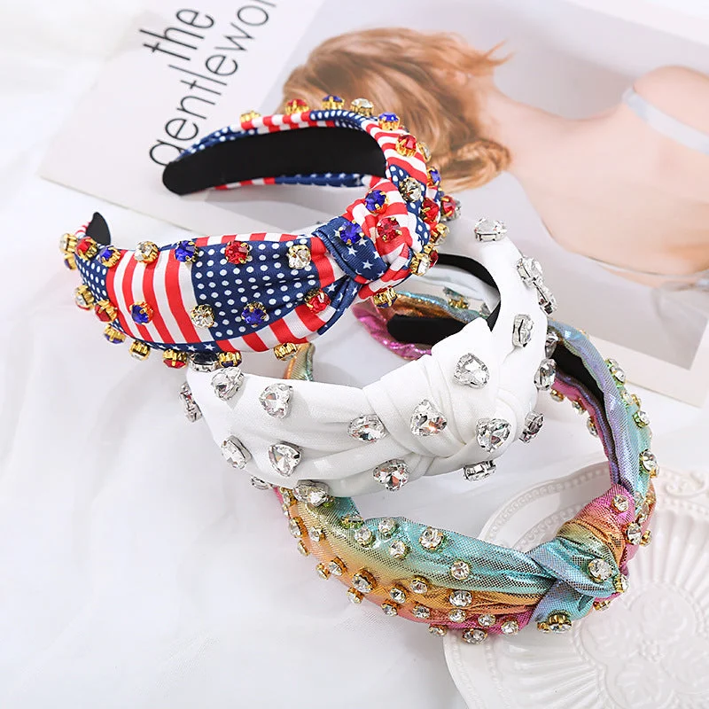 Wholesale Wide Edge Knotted Fabric Love Rhinestone Headband