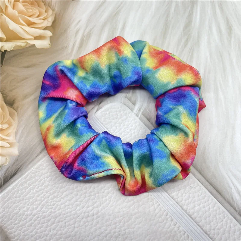 Wholesale Tie Dye Rainbow Gradient Color Hair Tie Customized Hair Accessories