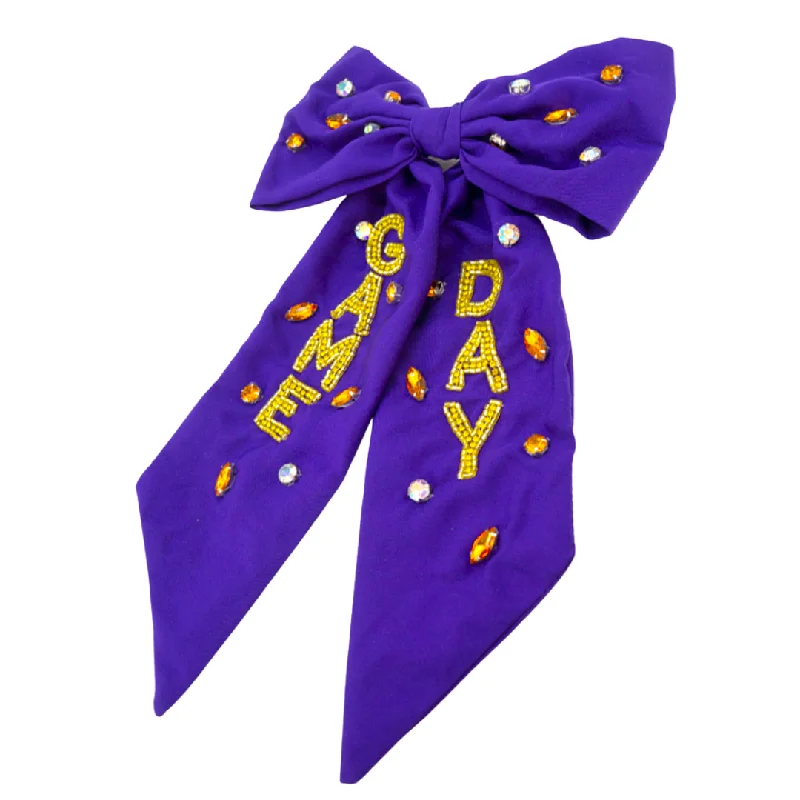 Purple and Gold Game Day Gemstone Hair Clip (Each)