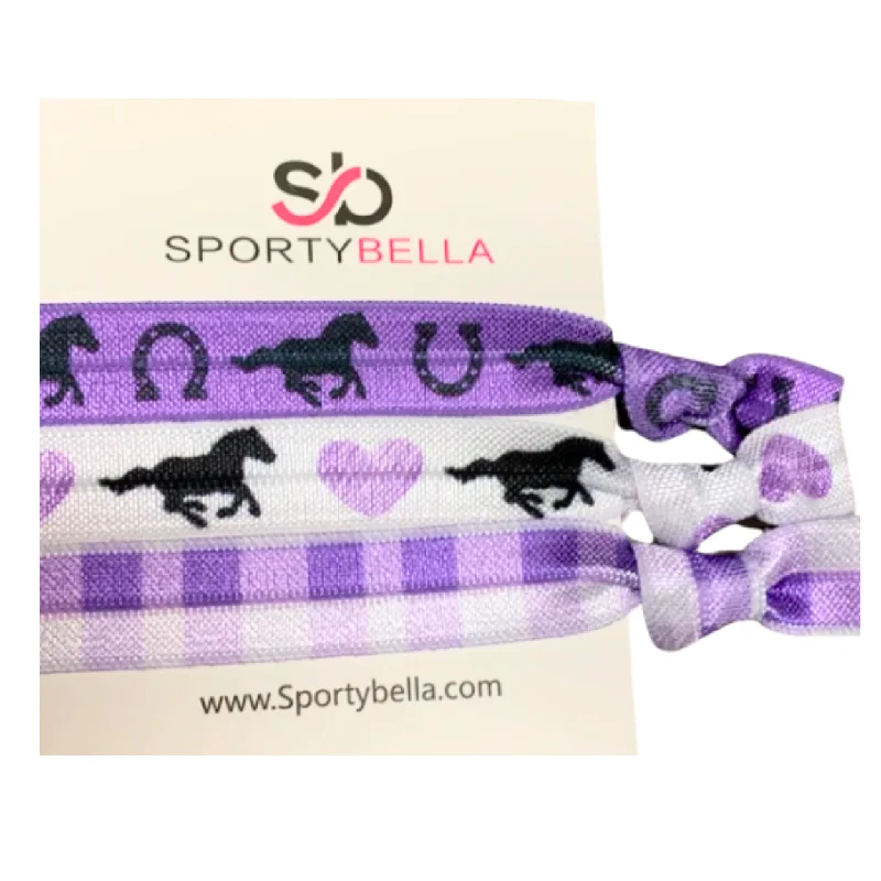 Girls Purple Equestrian Horse Hair Ties - 3pc Set