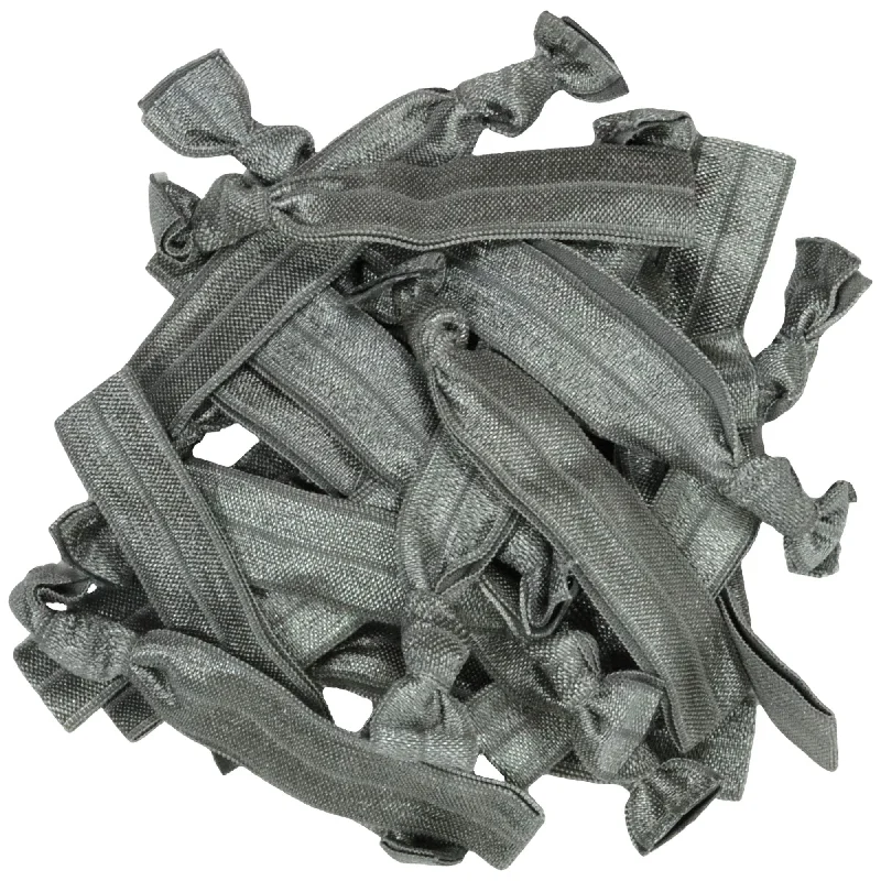 Gray Ribbon Hair Ties - 20 Pack