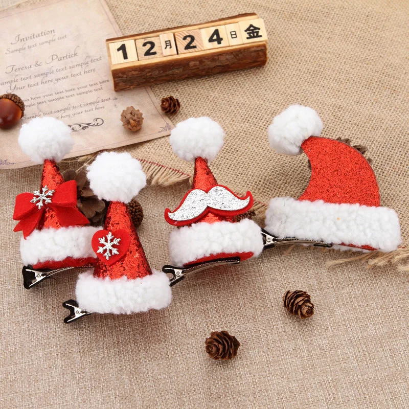 Wholesale Christmas Hat Sequin Hair Clips