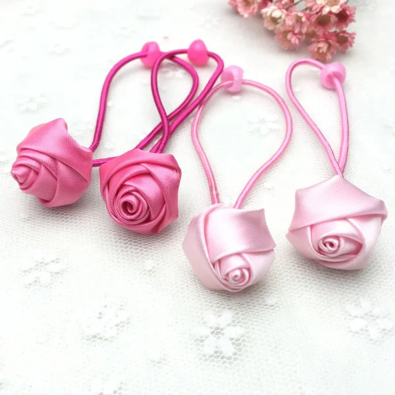 Wholesale 10pcs Fabric Rose Hair Tie