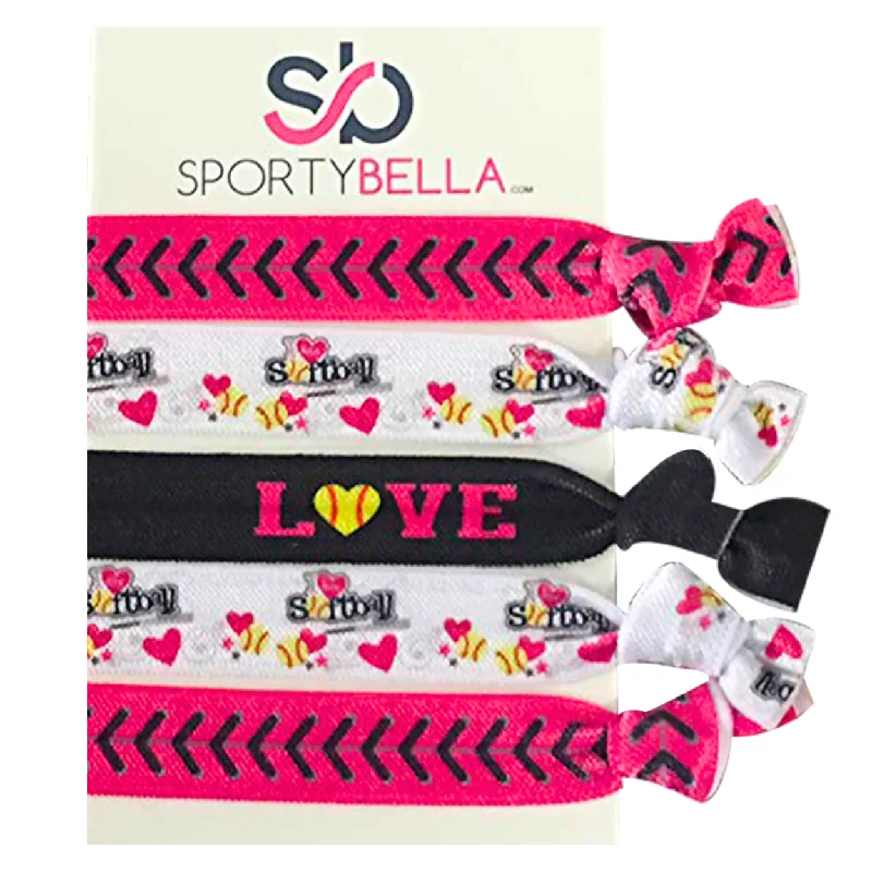 Girls Softball Love Hair Ties