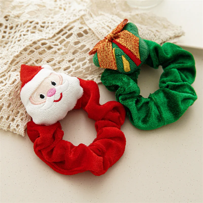 Wholesale Christmas Cartoon Head Plush Large Intestine Flannel Hair Tie