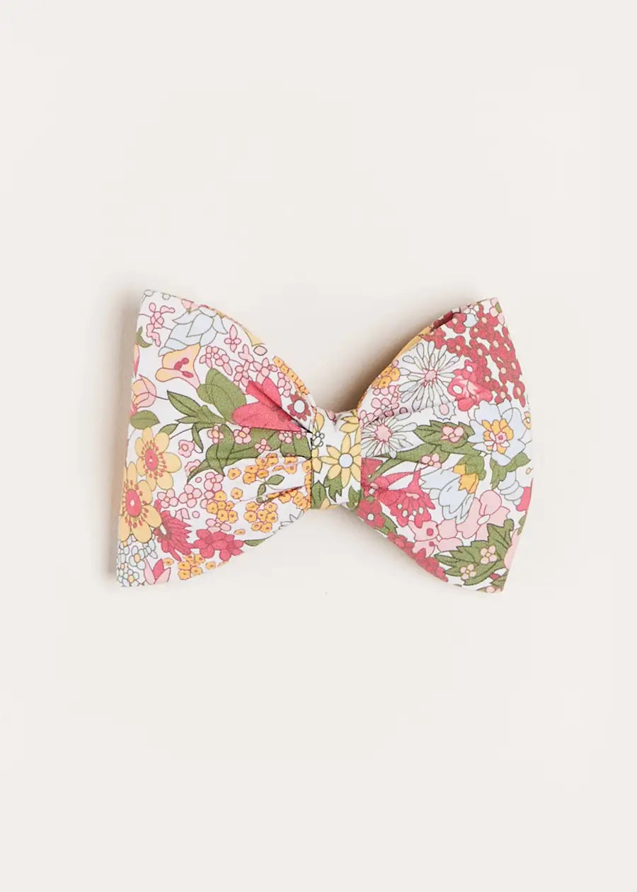 Florence Floral Medium Bow Clip in Pink