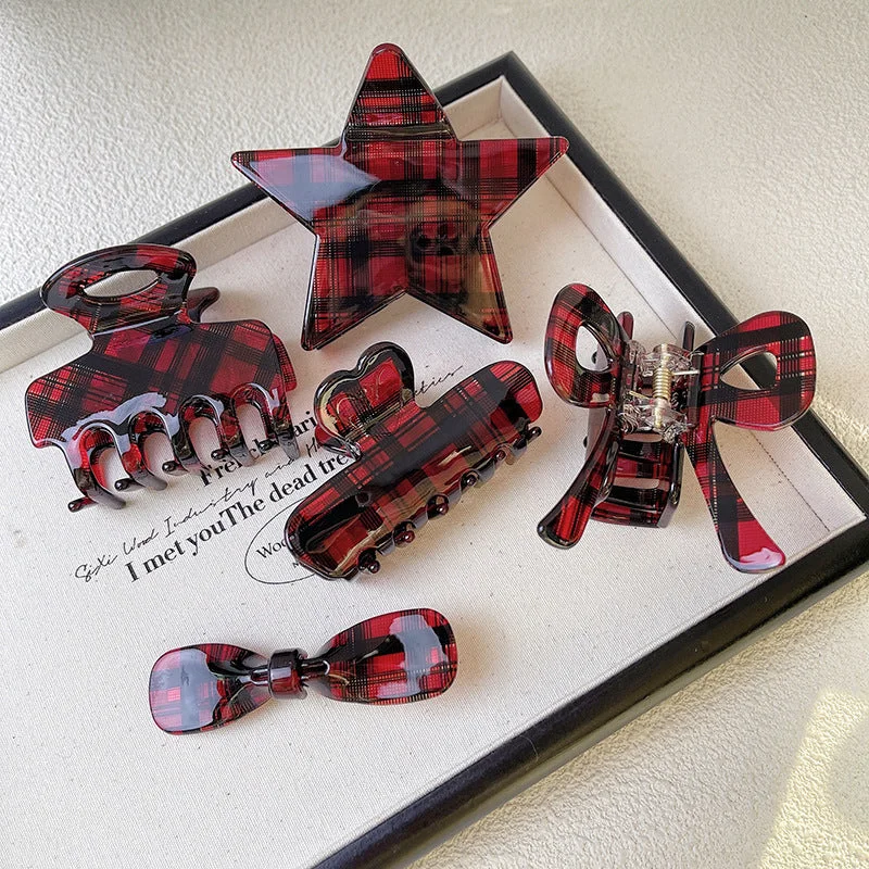 Wholesale Plaid Vintage Acetate Bow Hair Clip