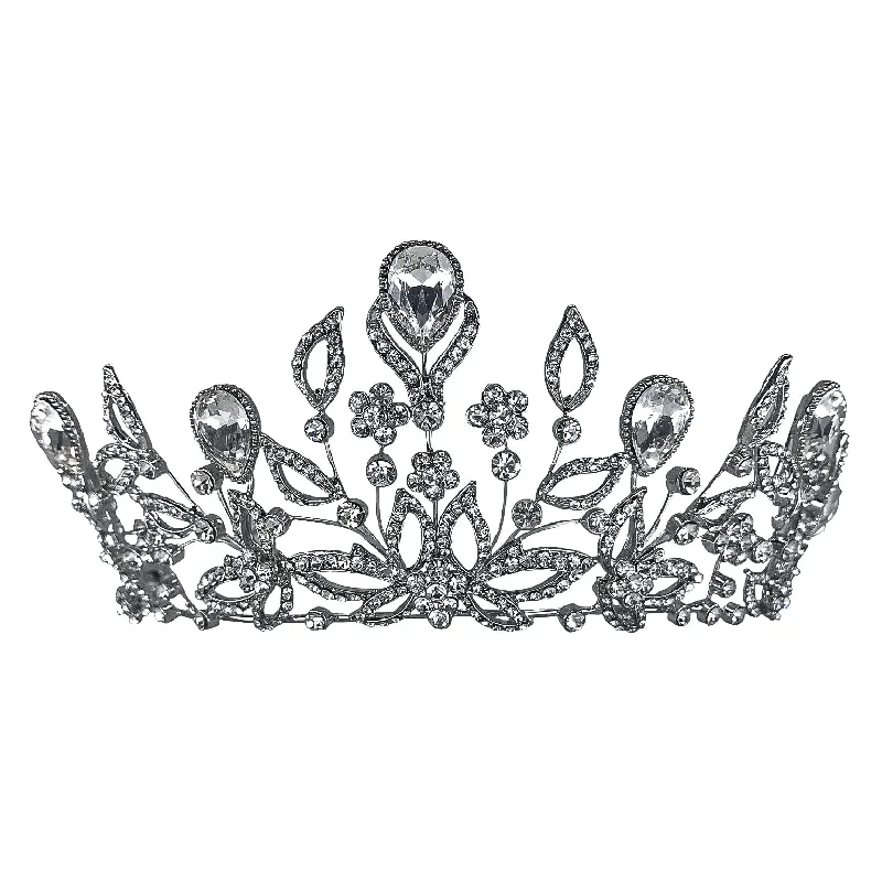 Sabrina Victorian Art Deco Crystal Silver Tiara