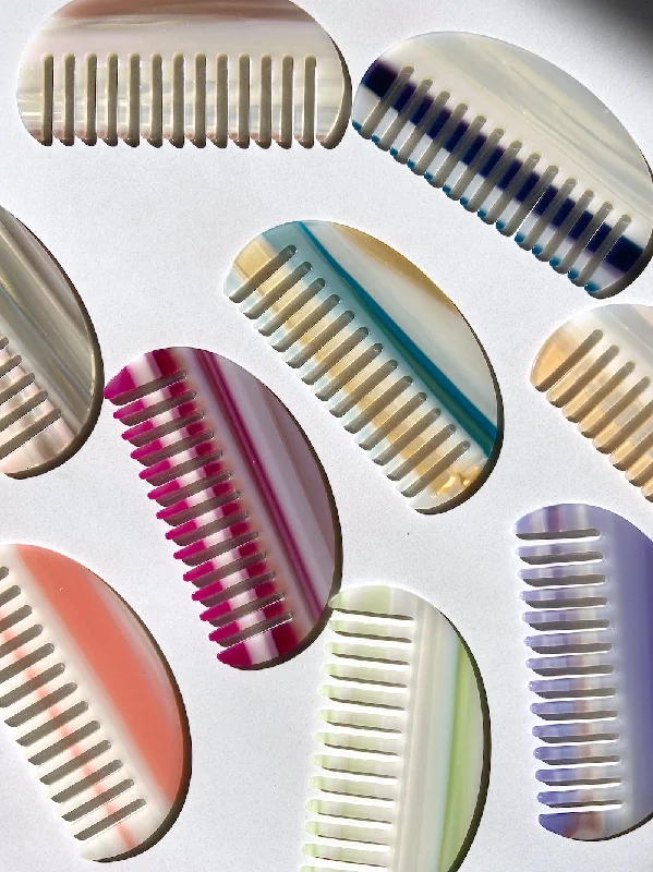 Shell Striped Acetate Hair Comb | Eco-Friendly