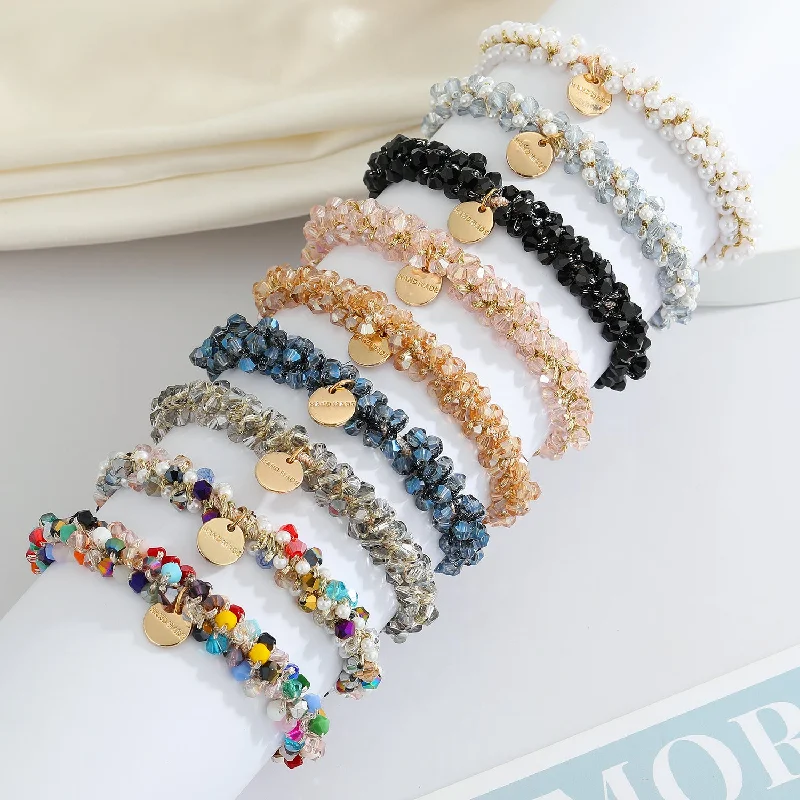 Wholesale Resin Polychrome Crystal Pearl Hair Rings